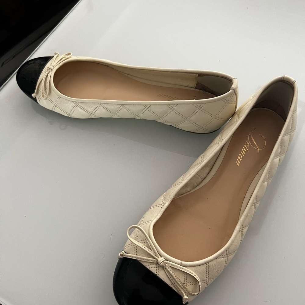 Delman quilted cap toe ballet flats